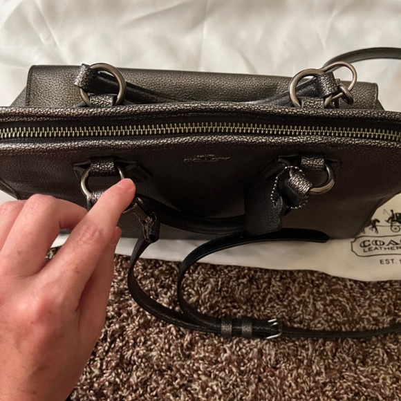 Leather Coach Bag in gun metal - Picture 2 of 5